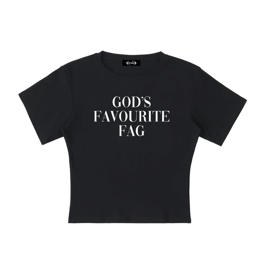 Baby Tee MIDNIGHT / S GOD'S FAVOURITE FAG Baby Tee ~ GAYSBIE PREMIUM MATERIALS