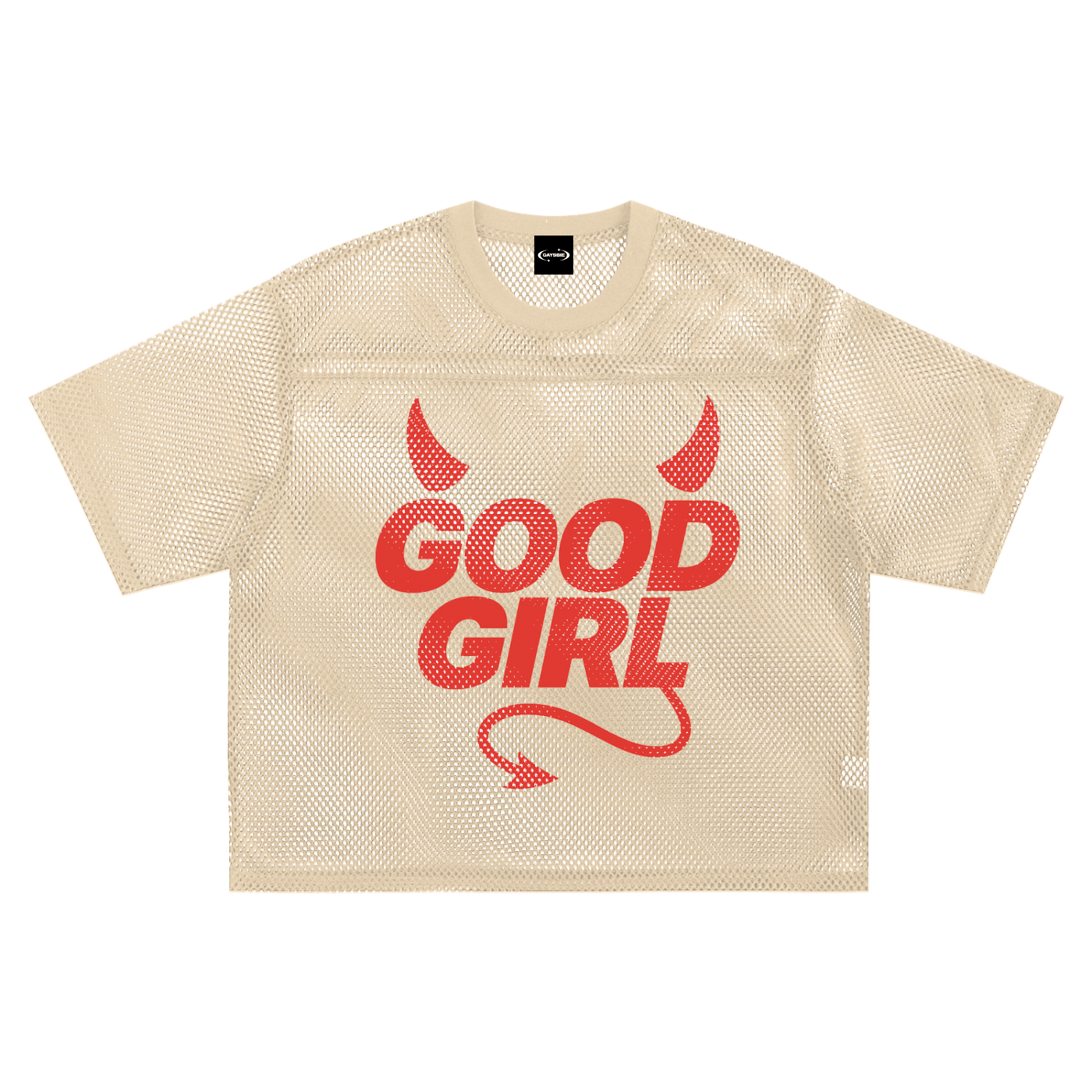 Mesh Tee PEACHY / S GOOD GIRL DEVIL Boxy Mesh Tee ~ GAYSBIE PREMIUM MATERIALS