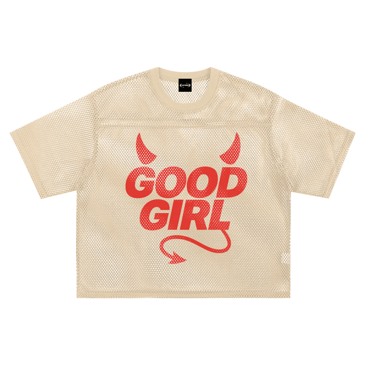 Mesh Tee PEACHY / S GOOD GIRL DEVIL Boxy Mesh Tee ~ GAYSBIE PREMIUM MATERIALS