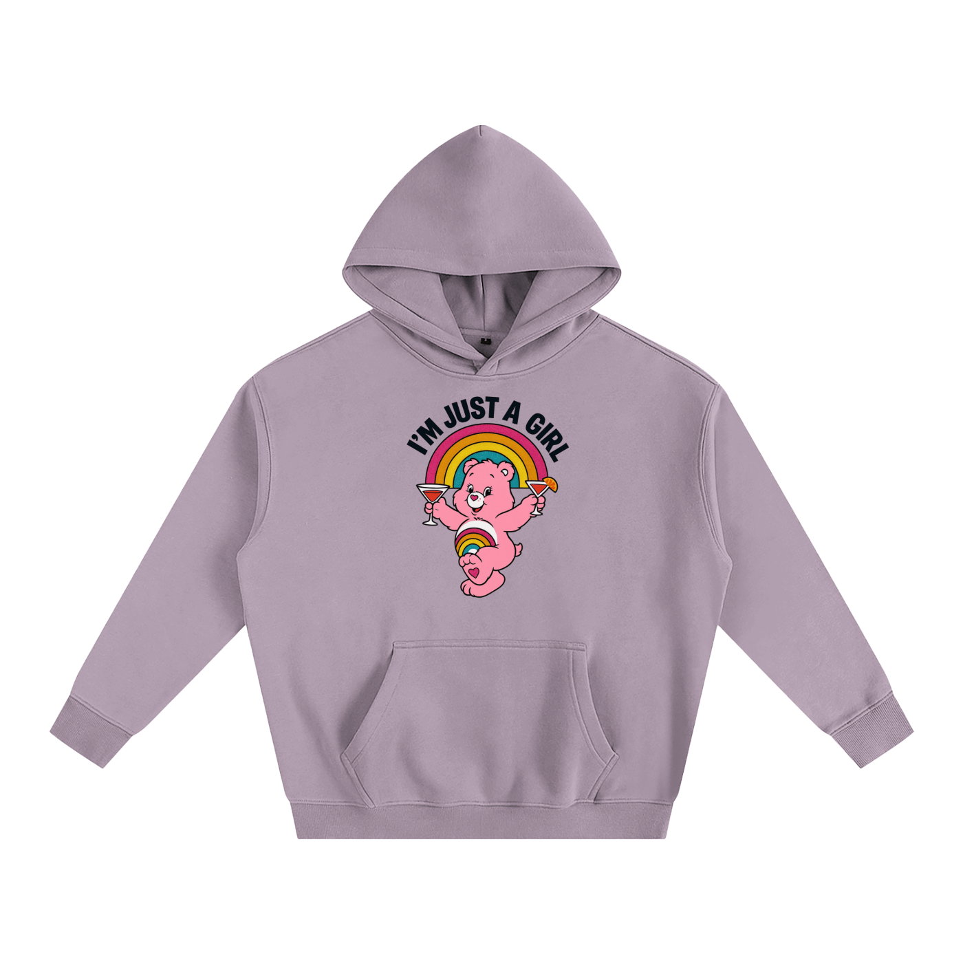 Premium Hood GRAPE / S I'M JUST A GIRL BEAR Heavy Fleece Hoodie ~ GAYSBIE PREMIUM MATERIALS