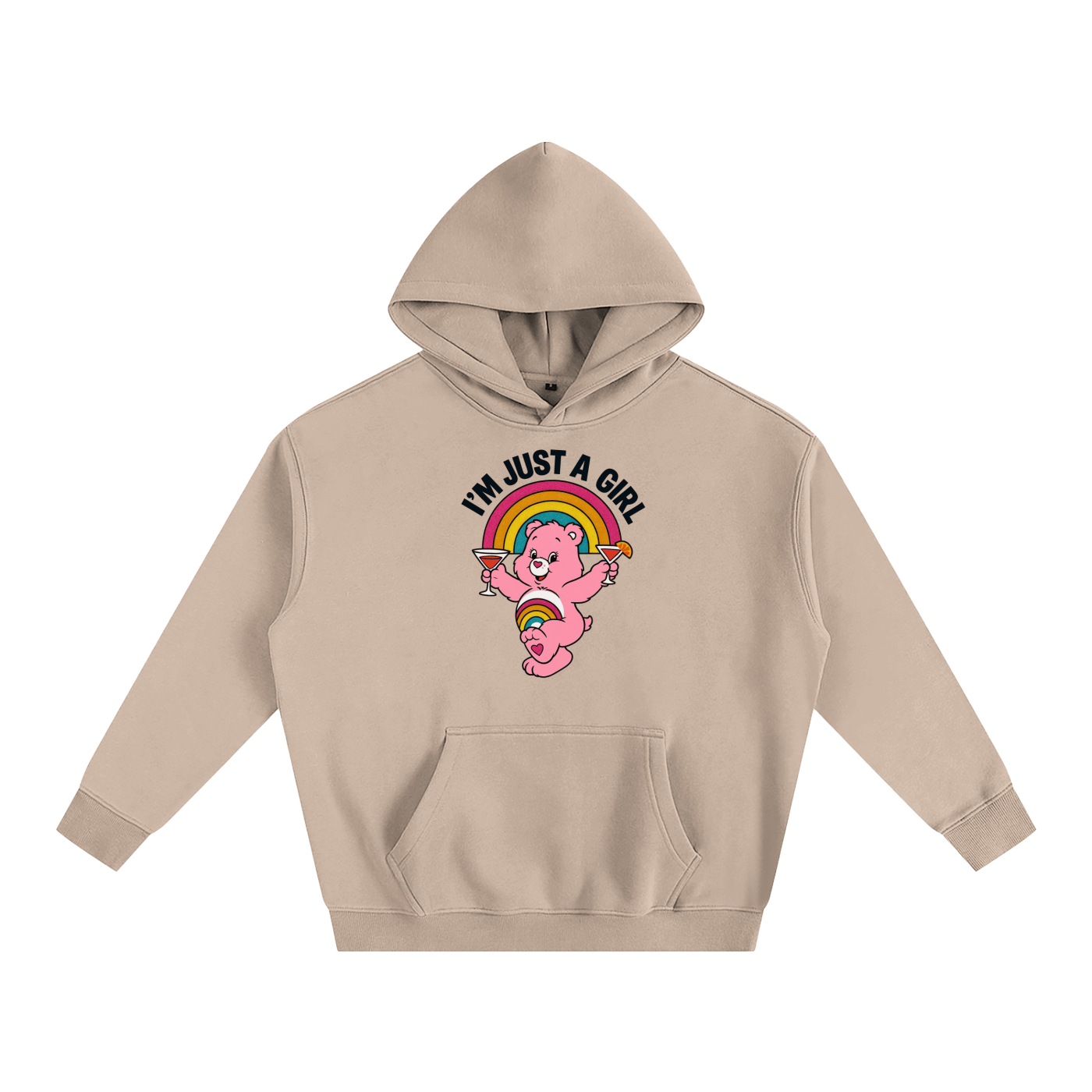 Premium Hood PEACHY / S I'M JUST A GIRL BEAR Heavy Fleece Hoodie ~ GAYSBIE PREMIUM MATERIALS