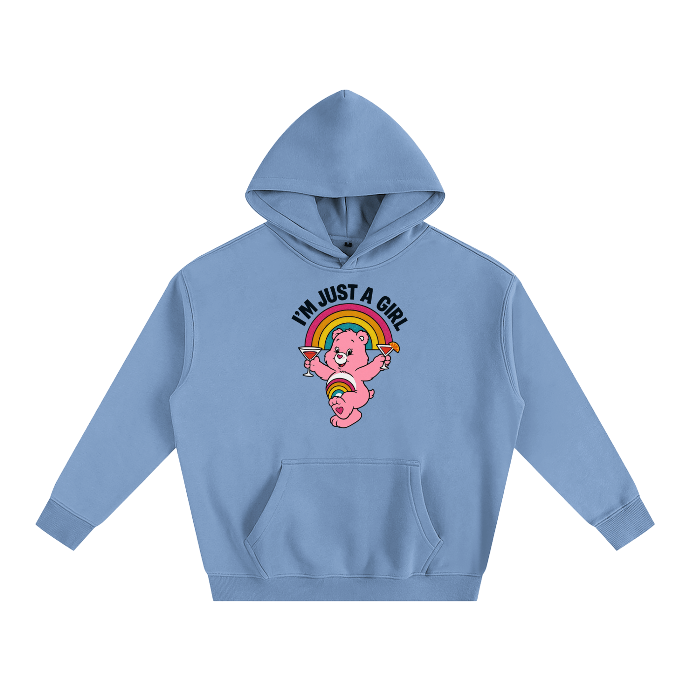 Premium Hood SKY / S I'M JUST A GIRL BEAR Heavy Fleece Hoodie ~ GAYSBIE PREMIUM MATERIALS