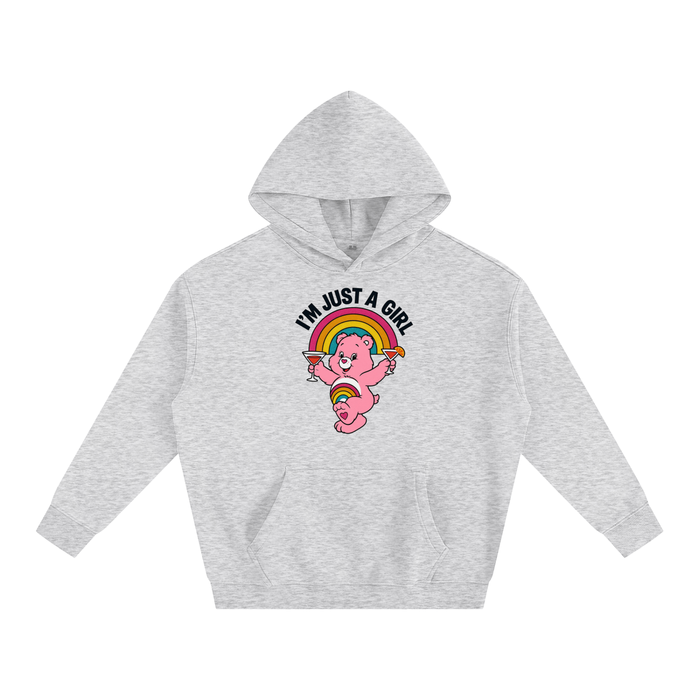 Premium Hood STONE / S I'M JUST A GIRL BEAR Heavy Fleece Hoodie ~ GAYSBIE PREMIUM MATERIALS