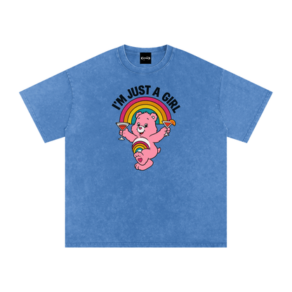 Oversize Tee SKY / S I'M JUST A GIRL BEAR Premium Oversized Tee ~ GAYSBIE PREMIUM MATERIALS