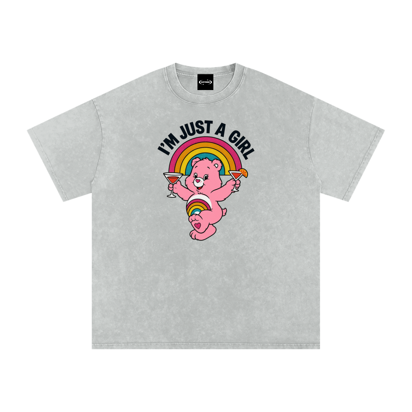 Oversize Tee SMOKE / S I'M JUST A GIRL BEAR Premium Oversized Tee ~ GAYSBIE PREMIUM MATERIALS
