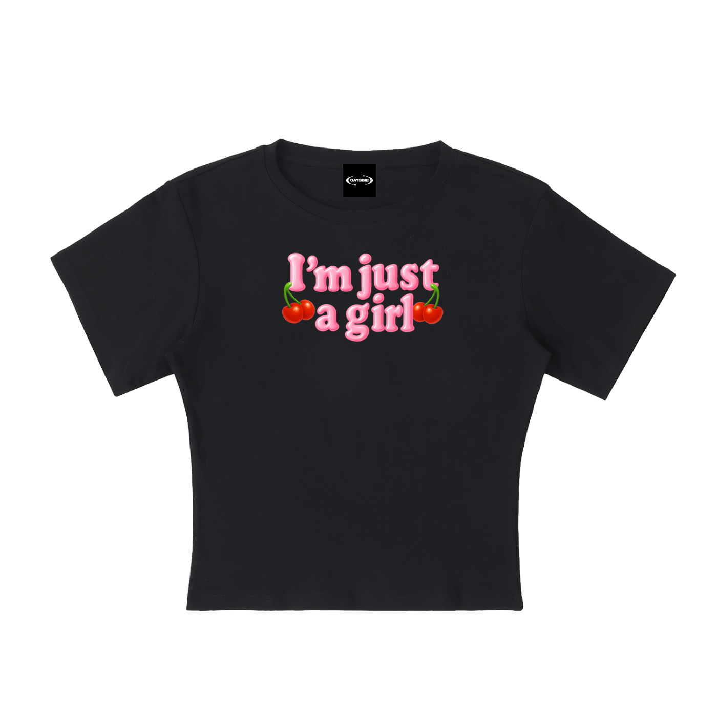 Baby Tee MIDNIGHT / S I'm Just A Girl Cherry Baby Tee ~ GAYSBIE PREMIUM MATERIALS