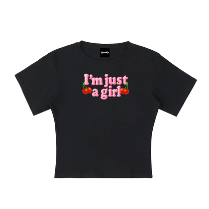 Baby Tee MIDNIGHT / S I'm Just A Girl Cherry Baby Tee ~ GAYSBIE PREMIUM MATERIALS