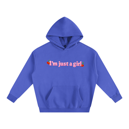 Premium Hood OCEAN / S I'm Just A Girl Cherry Heavy Fleece Hoodie ~ GAYSBIE PREMIUM MATERIALS