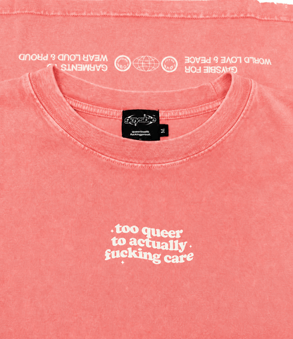 too queer to actually fucking care Tee ~ GAYSBIE