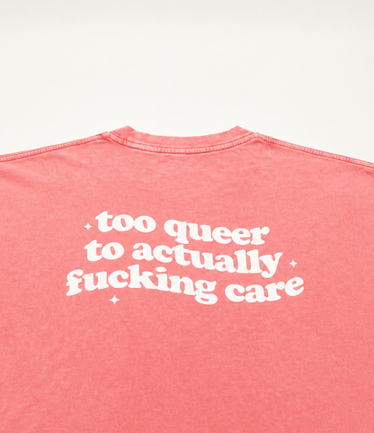 too queer to actually fucking care Tee ~ GAYSBIE