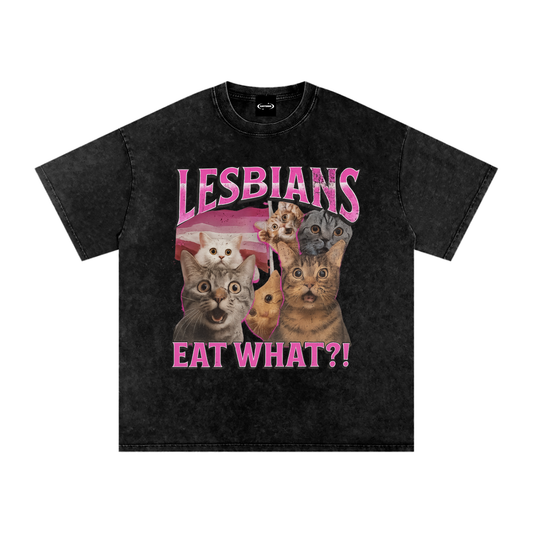 Oversize Tee MIDNIGHT / S LESBIANS EAT WHAT? Premium Oversized Tee ~ GAYSBIE PREMIUM MATERIALS