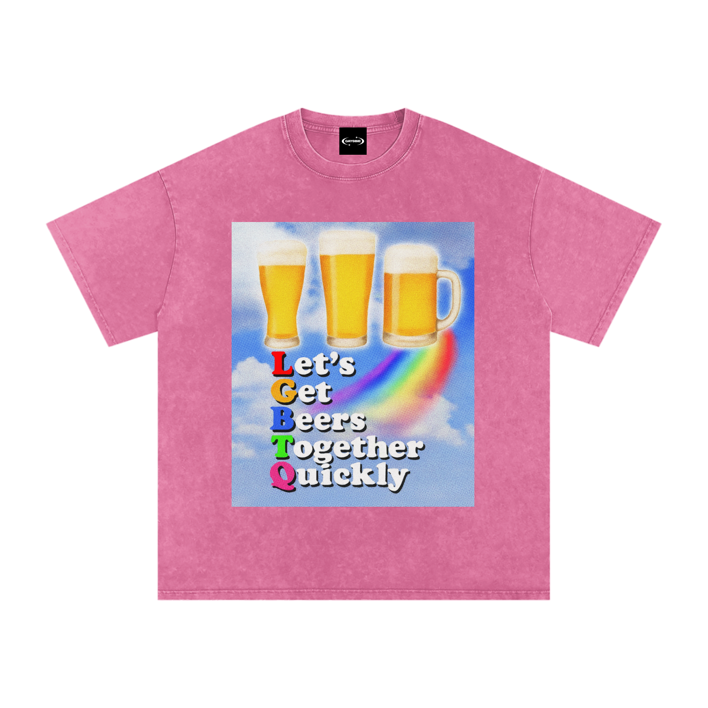 Oversize Tee BUBBLEGUM / S LGTQ Beer Premium Oversized Tee ~ GAYSBIE PREMIUM MATERIALS