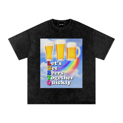 Oversize Tee MIDNIGHT / S LGTQ Beer Premium Oversized Tee ~ GAYSBIE PREMIUM MATERIALS