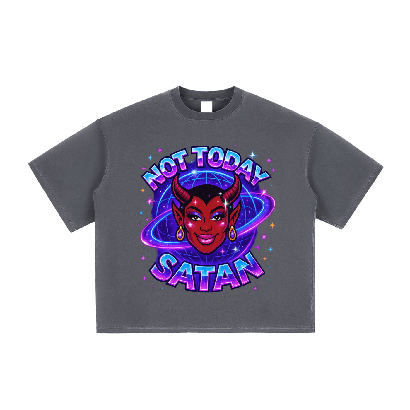 Boxy Tee STORM / S NOT TODAY SATAN Boxy Mesh Tee ~ GAYSBIE PREMIUM MATERIALS