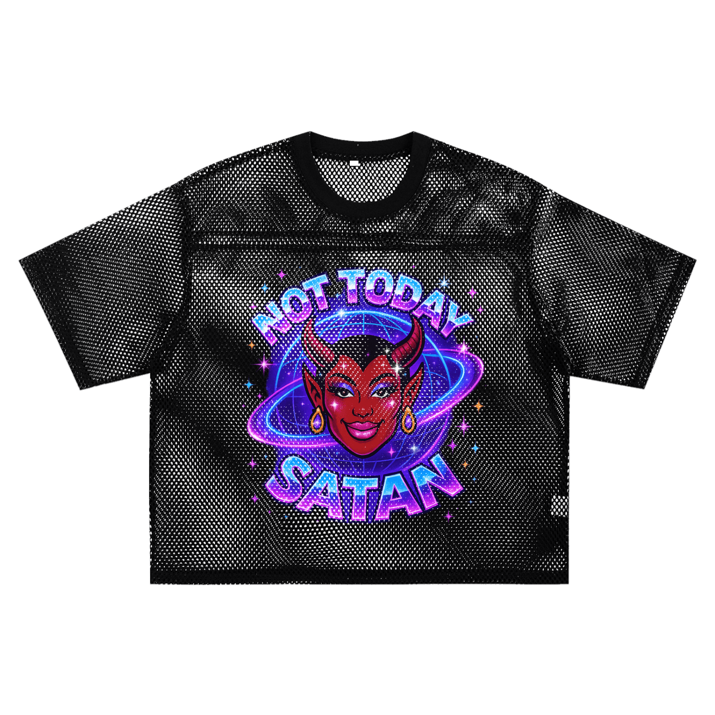 Mesh Tee MIDNIGHT / S NOT TODAY SATAN Boxy Mesh Tee ~ GAYSBIE PREMIUM MATERIALS