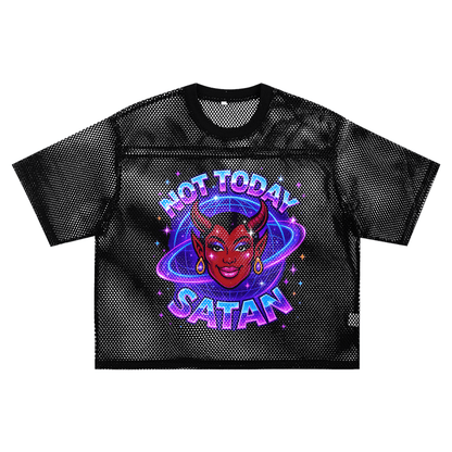 Mesh Tee MIDNIGHT / S NOT TODAY SATAN Boxy Mesh Tee ~ GAYSBIE PREMIUM MATERIALS