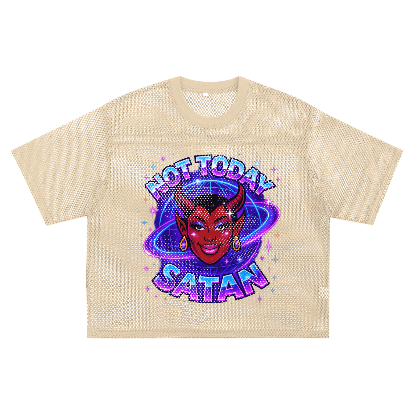 Mesh Tee PEACHY / S NOT TODAY SATAN Boxy Mesh Tee ~ GAYSBIE PREMIUM MATERIALS