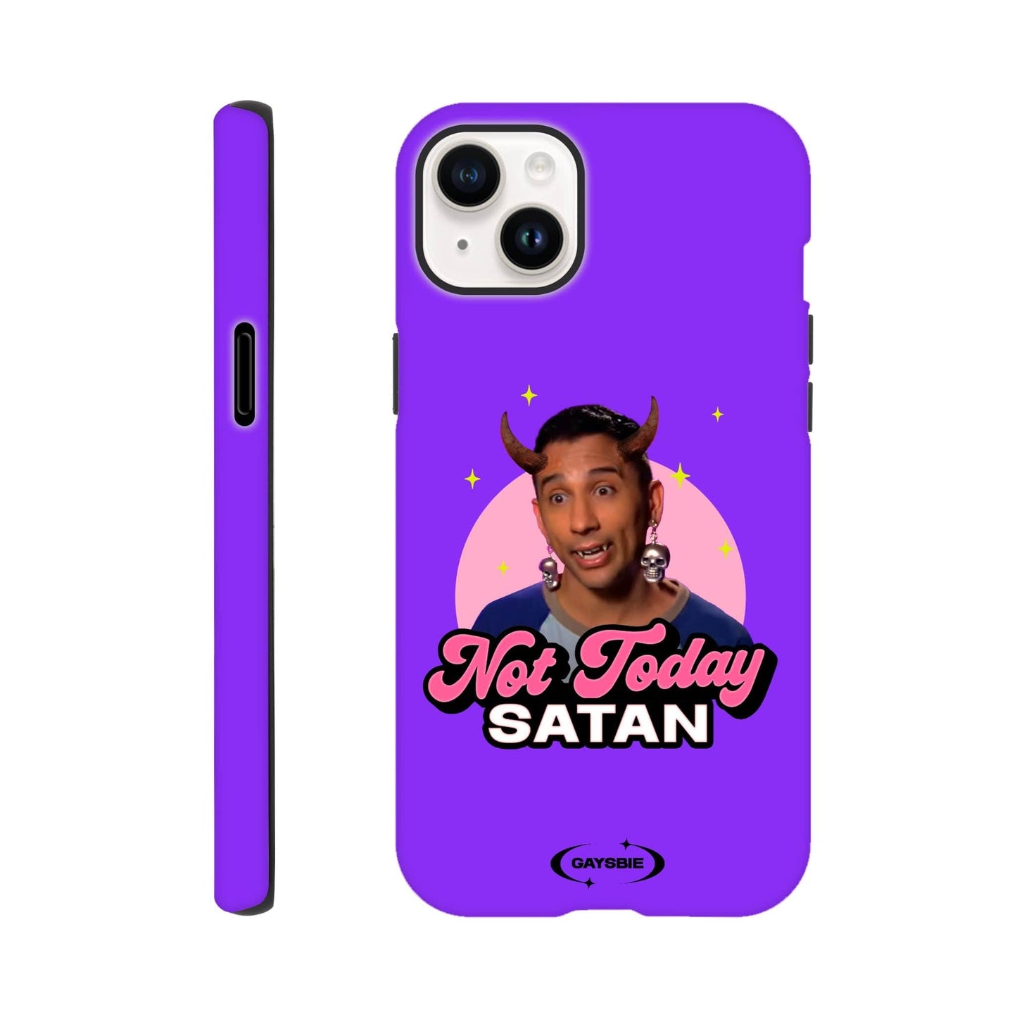 Print Material iPhone 14 Plus / GRAPE Not Today Satan iPhone Case ~ GAYSBIE GAYSBIE SHOP