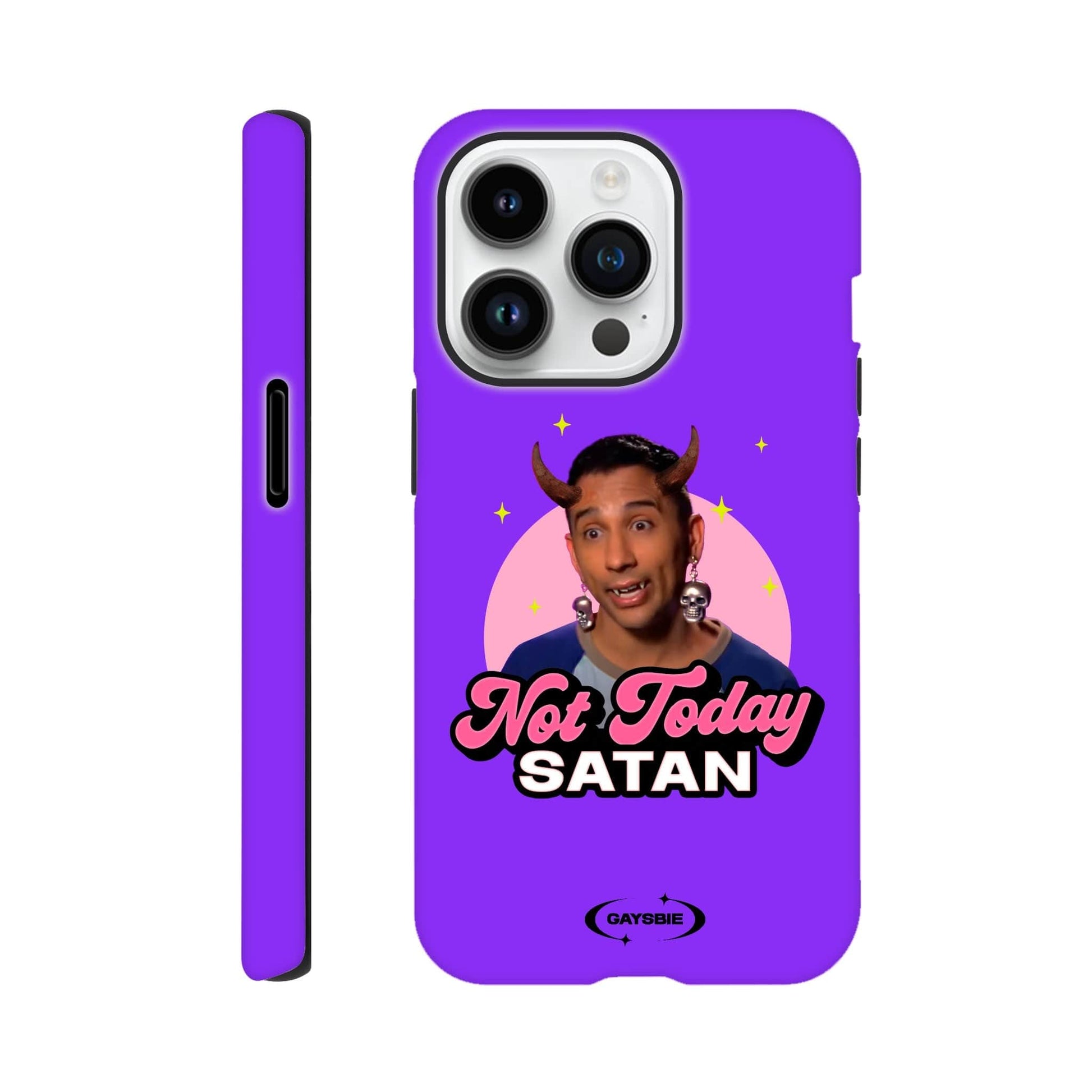 Print Material iPhone 14 Pro / GRAPE Not Today Satan iPhone Case ~ GAYSBIE GAYSBIE SHOP