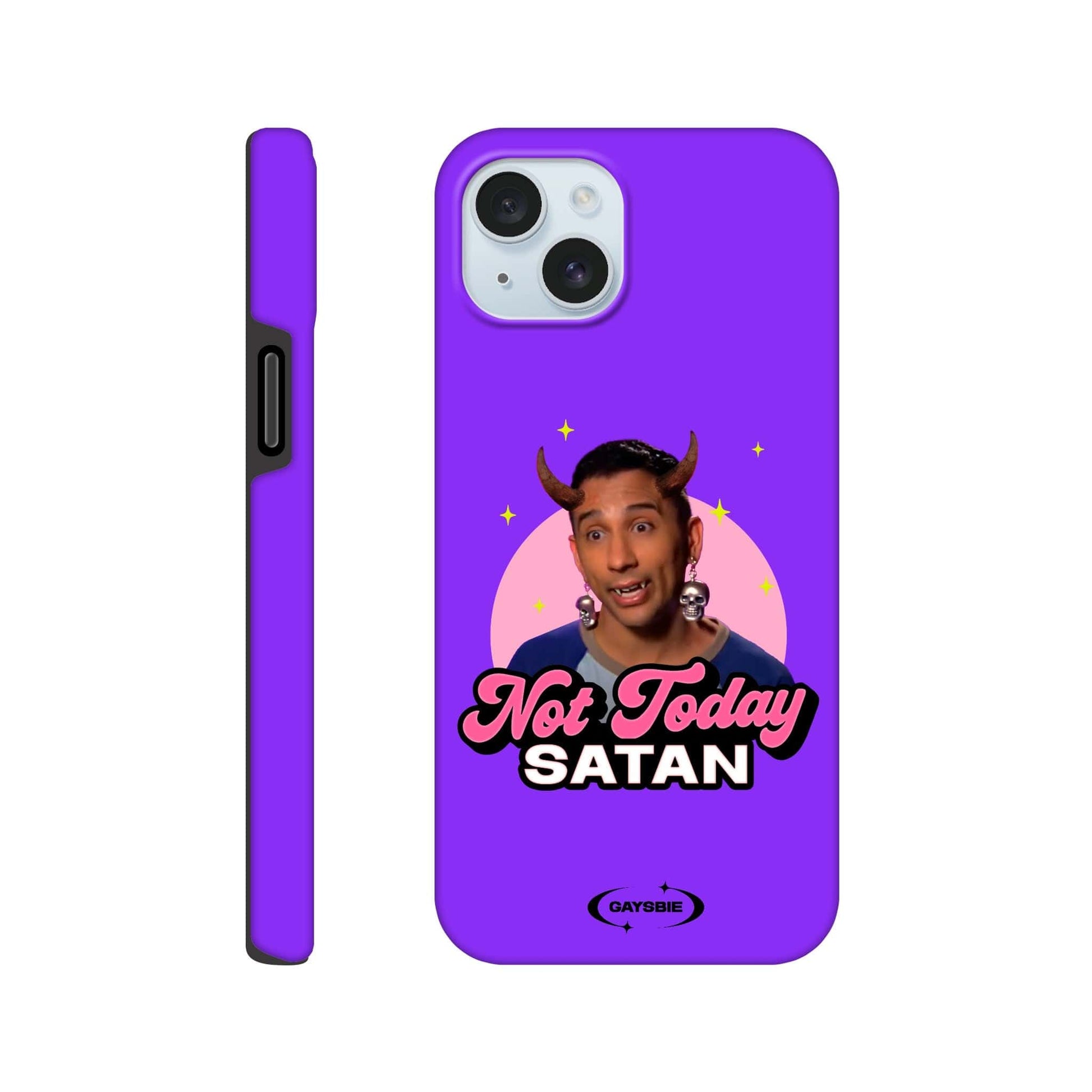 Print Material iPhone 15 Plus / GRAPE Not Today Satan iPhone Case ~ GAYSBIE GAYSBIE SHOP