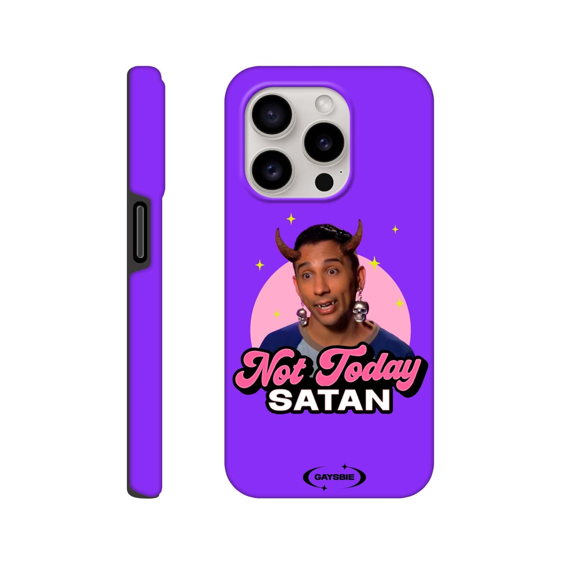 Print Material iPhone 15 Pro / GRAPE Not Today Satan iPhone Case ~ GAYSBIE GAYSBIE SHOP