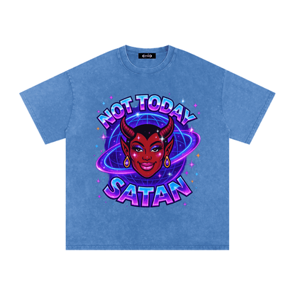 Oversize Tee SKY / S NOT TODAY SATAN Premium Oversized Tee ~ GAYSBIE PREMIUM MATERIALS