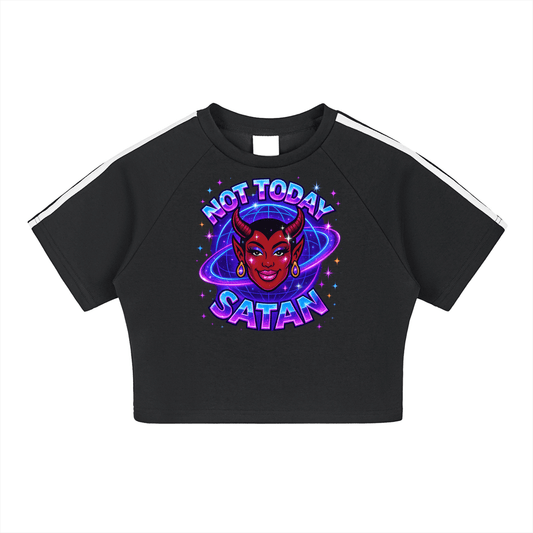 Taped Crop MIDNIGHT / S NOT TODAY SATAN Taped Performance Crop ~ GAYSBIE PREMIUM MATERIALS