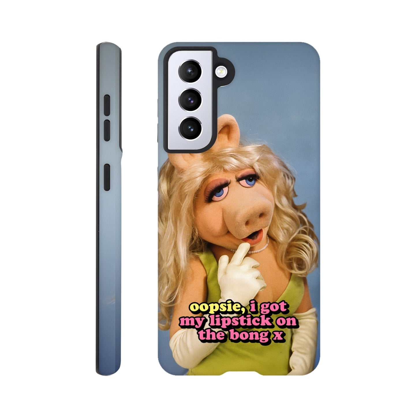 Android Case Galaxy S21 oopsie, i got my lipstick on the bong Piggy Tough Android Case ~ GAYSBIE PREMIUM MATERIALS