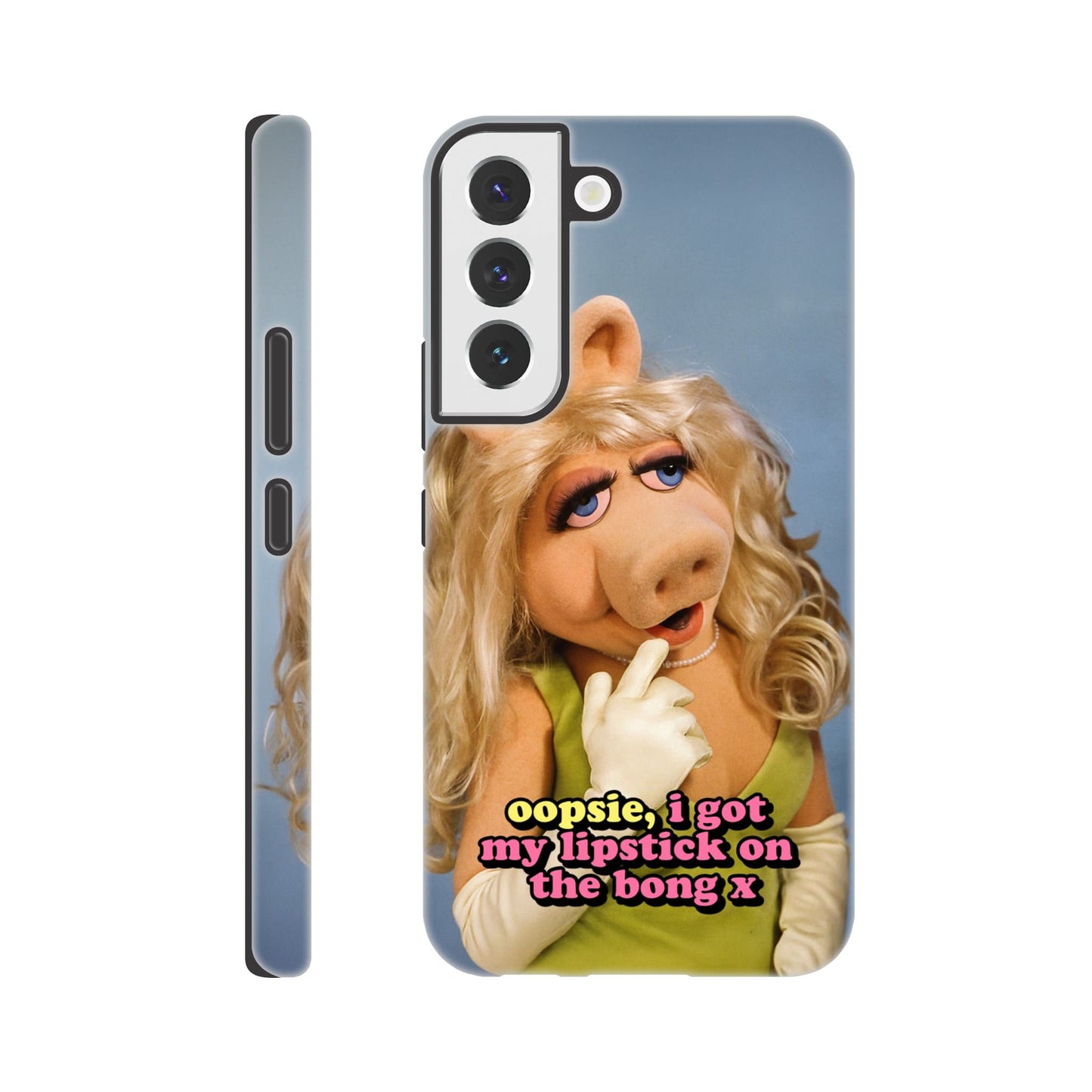 Android Case Galaxy S22 oopsie, i got my lipstick on the bong Piggy Tough Android Case ~ GAYSBIE PREMIUM MATERIALS