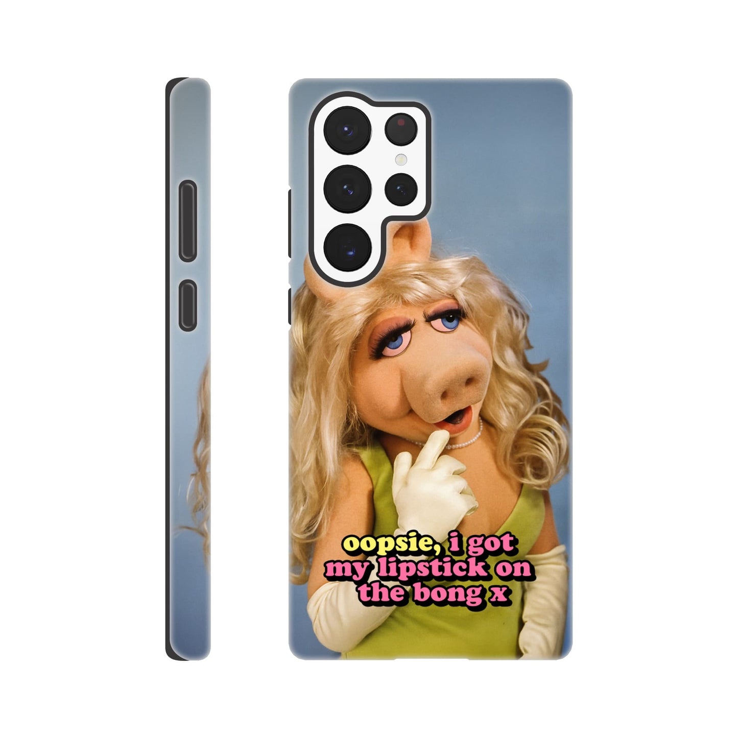 Android Case Galaxy S22 Ultra oopsie, i got my lipstick on the bong Piggy Tough Android Case ~ GAYSBIE PREMIUM MATERIALS