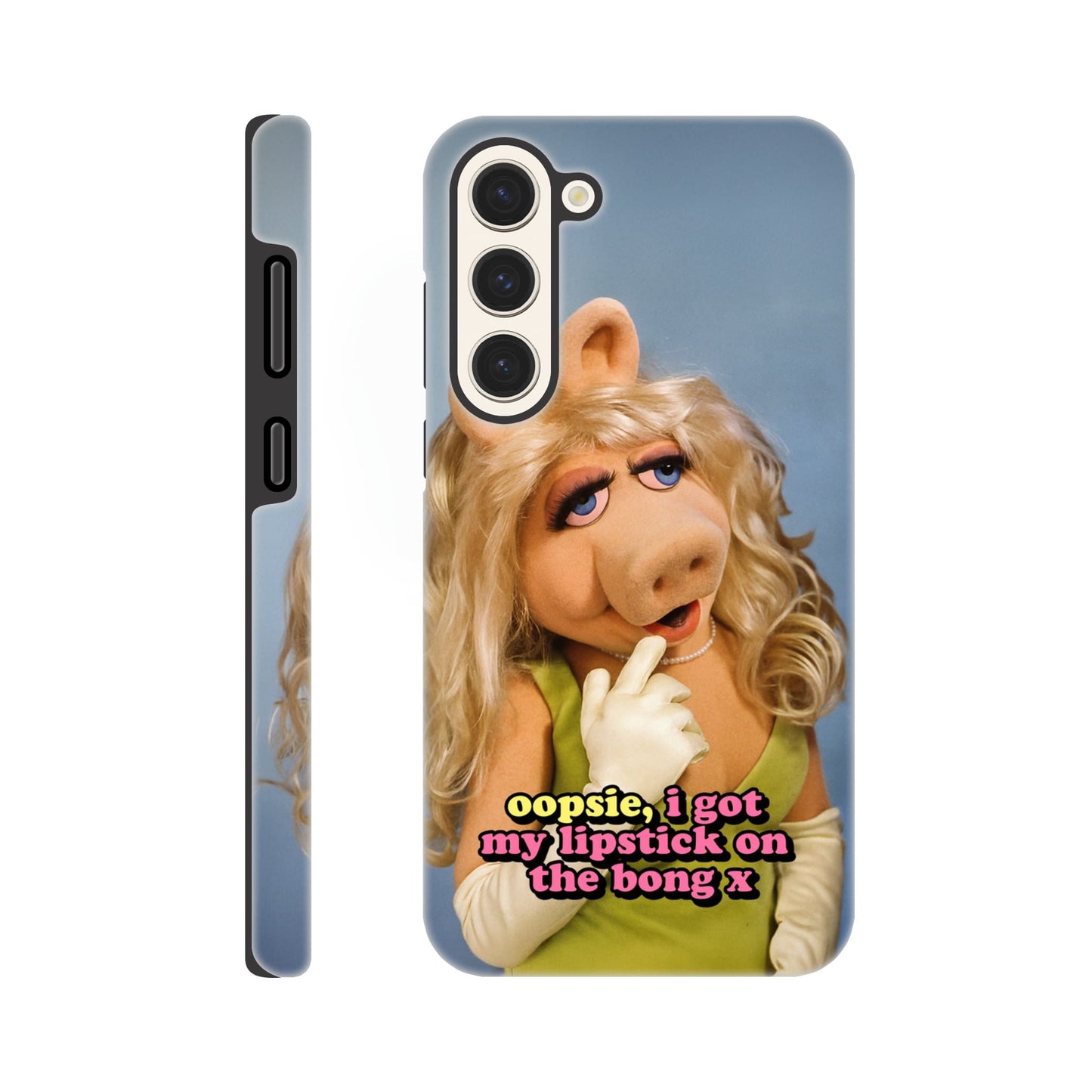Android Case Galaxy S23 Plus oopsie, i got my lipstick on the bong Piggy Tough Android Case ~ GAYSBIE PREMIUM MATERIALS