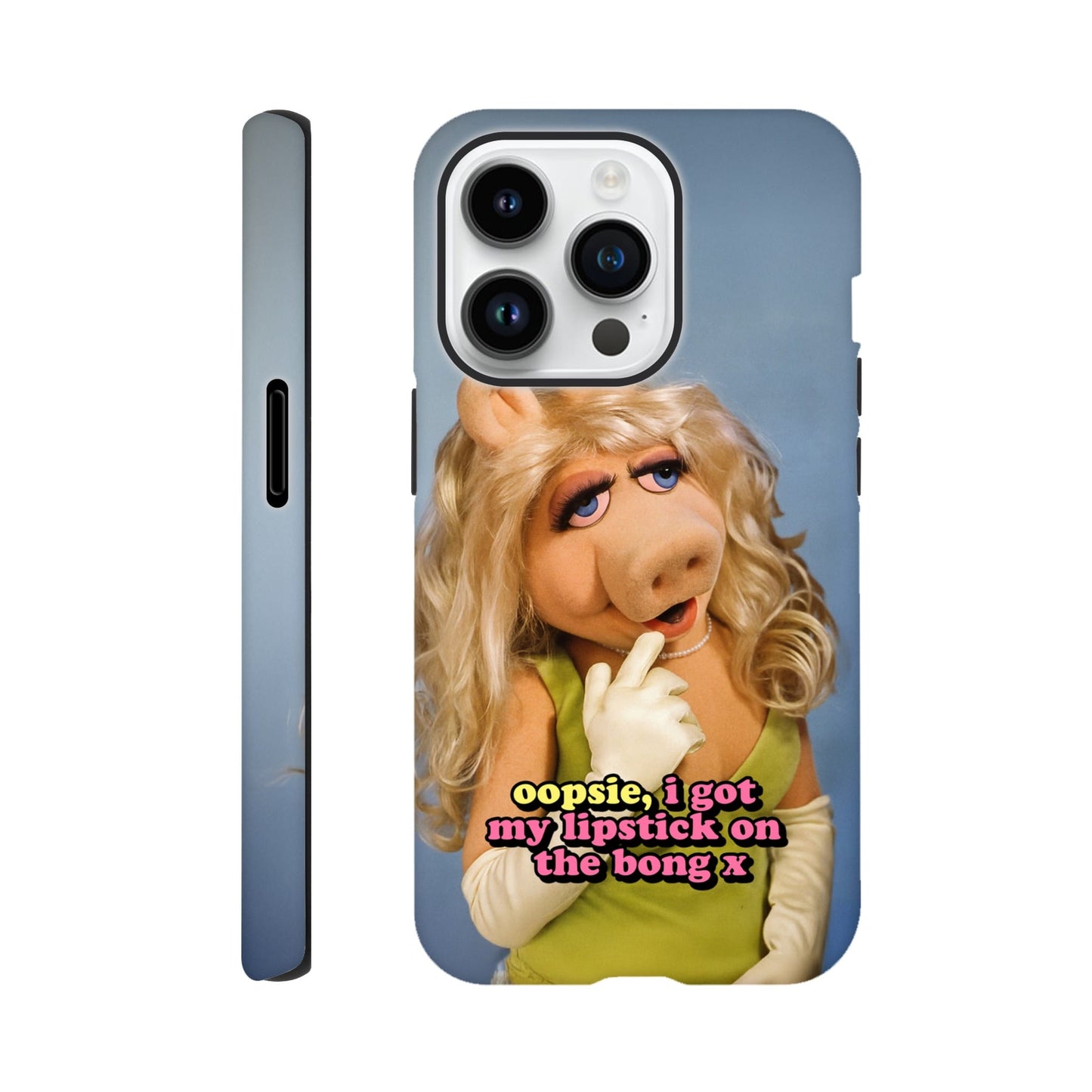 iPhone Case iPhone 14 Pro oopsie, i got my lipstick on the bong Piggy Tough iPhone Case ~ GAYSBIE PREMIUM MATERIALS