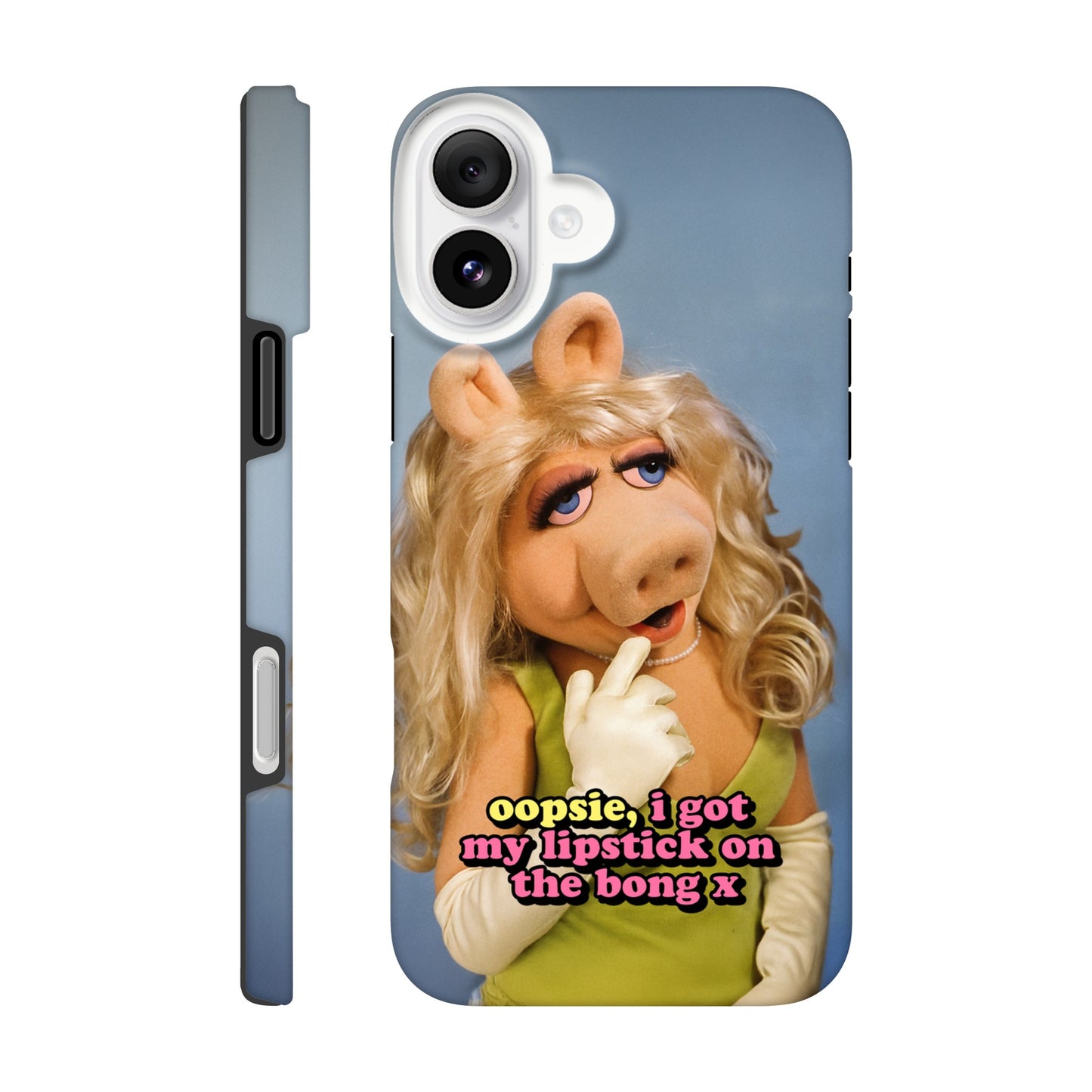 iPhone Case iPhone 16 Plus oopsie, i got my lipstick on the bong Piggy Tough iPhone Case ~ GAYSBIE PREMIUM MATERIALS
