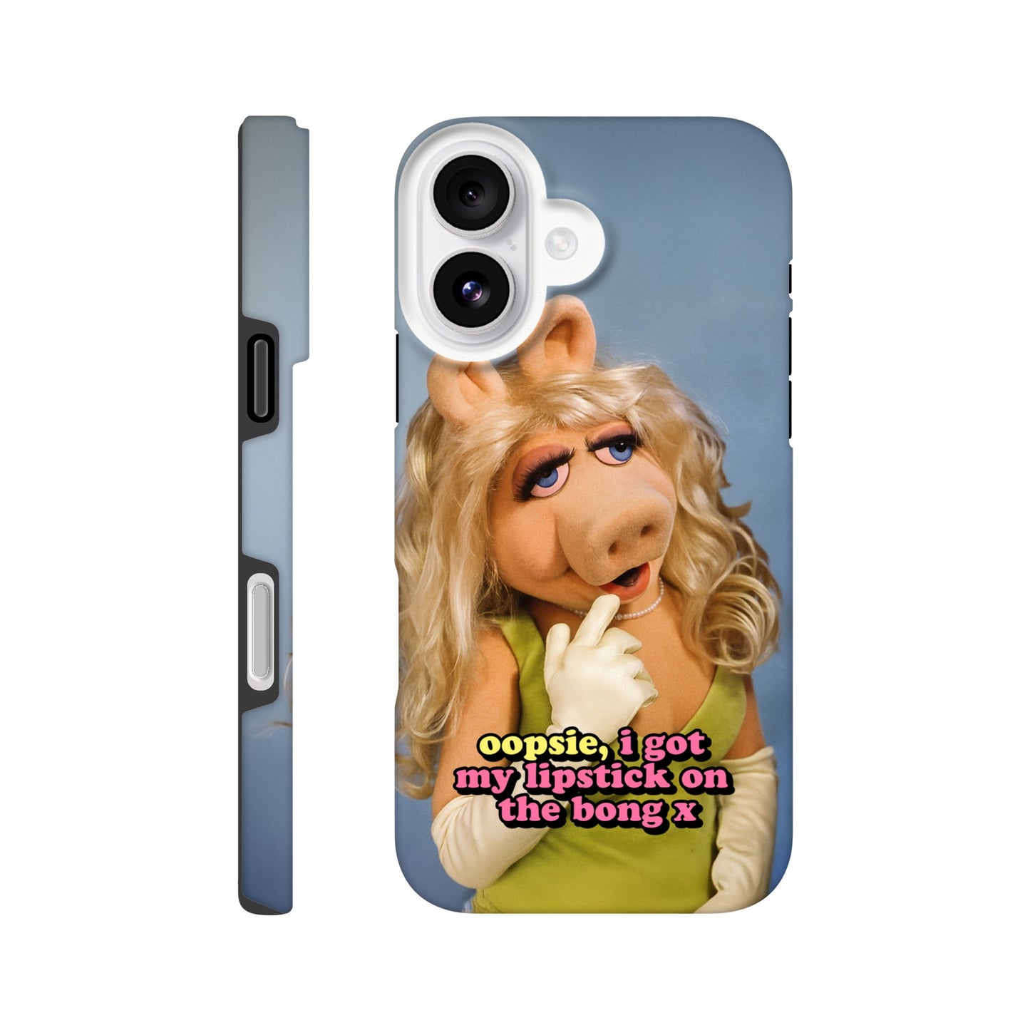 iPhone Case iPhone 16 oopsie, i got my lipstick on the bong Piggy Tough iPhone Case ~ GAYSBIE PREMIUM MATERIALS