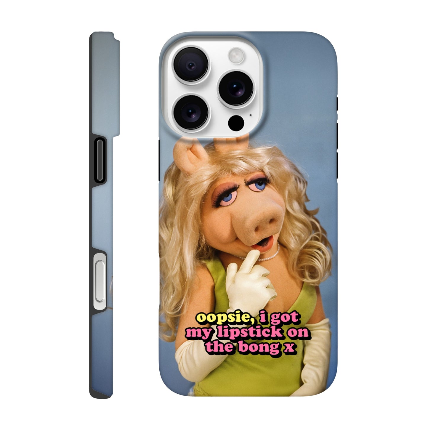 iPhone Case iPhone 16 Pro Max oopsie, i got my lipstick on the bong Piggy Tough iPhone Case ~ GAYSBIE PREMIUM MATERIALS
