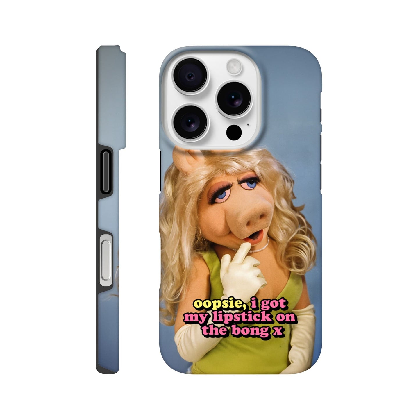 iPhone Case iPhone 16 Pro oopsie, i got my lipstick on the bong Piggy Tough iPhone Case ~ GAYSBIE PREMIUM MATERIALS