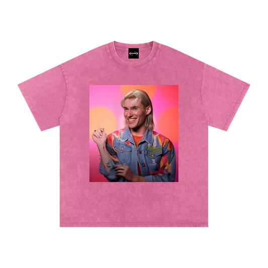 Oversize Tee BUBBLEGUM / S PLANE MEATING Face Mash-Up Premium Oversized Tee ~ GAYSBIE PREMIUM MATERIALS