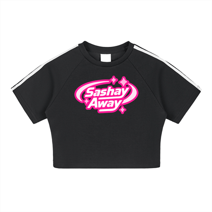 Taped Crop MIDNIGHT (white tape) / S Sashay Away Taped Performance Crop ~ GAYSBIE PREMIUM MATERIALS