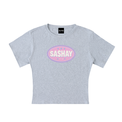 Baby Tee STONE / S SASHAY BADGE Baby Tee ~ GAYSBIE PREMIUM MATERIALS