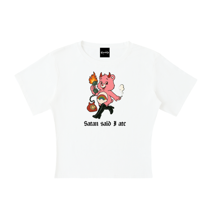 Baby Tee ICE / S SATAN SAID I ATE BEAR Baby Tee ~ GAYSBIE PREMIUM MATERIALS