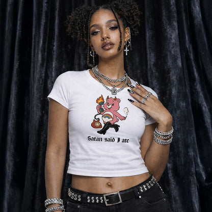 Baby Tee SATAN SAID I ATE BEAR Baby Tee ~ GAYSBIE PREMIUM MATERIALS