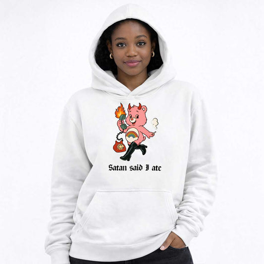 Premium Hood SATAN SAID I ATE BEAR Heavy Fleece Hoodie ~ GAYSBIE PREMIUM MATERIALS