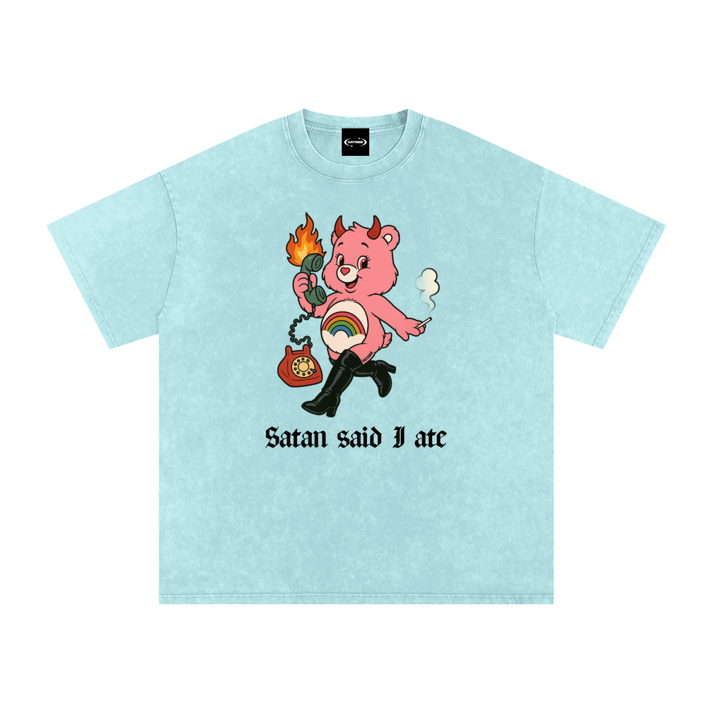 Oversize Tee SKY / S SATAN SAID I ATE BEAR Premium Oversized Tee ~ GAYSBIE PREMIUM MATERIALS