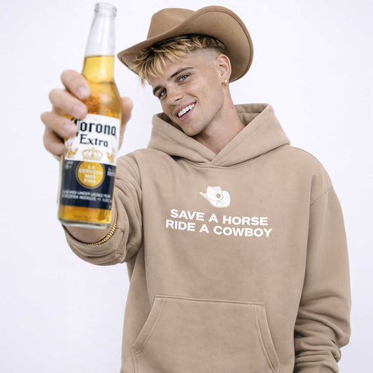 Premium Hood SAVE A HORSE RIDE A COWBOY Heavy Fleece Hoodie ~ GAYSBIE PREMIUM MATERIALS