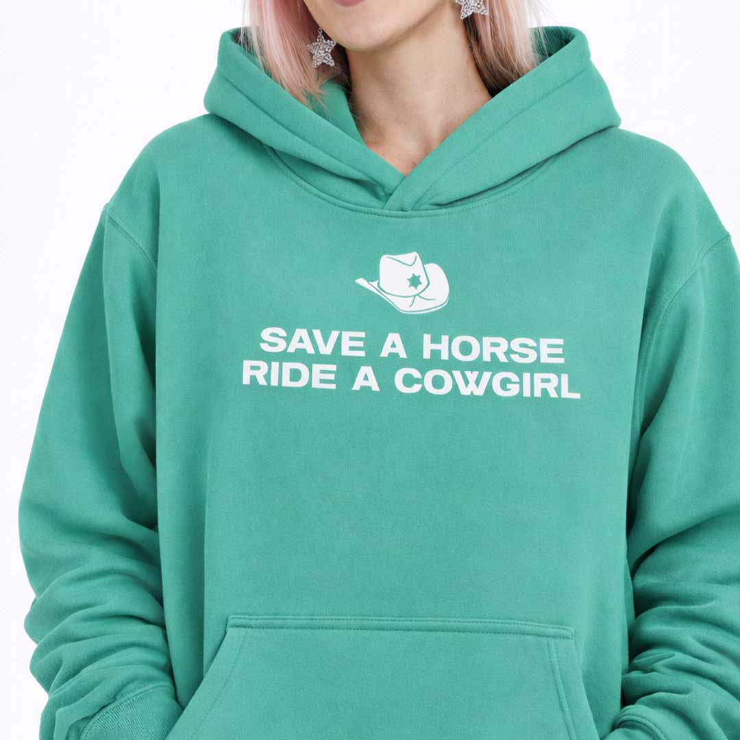 Premium Hood SAVE A HORSE RIDE A COWGIRL Heavy Fleece Hoodie ~ GAYSBIE PREMIUM MATERIALS