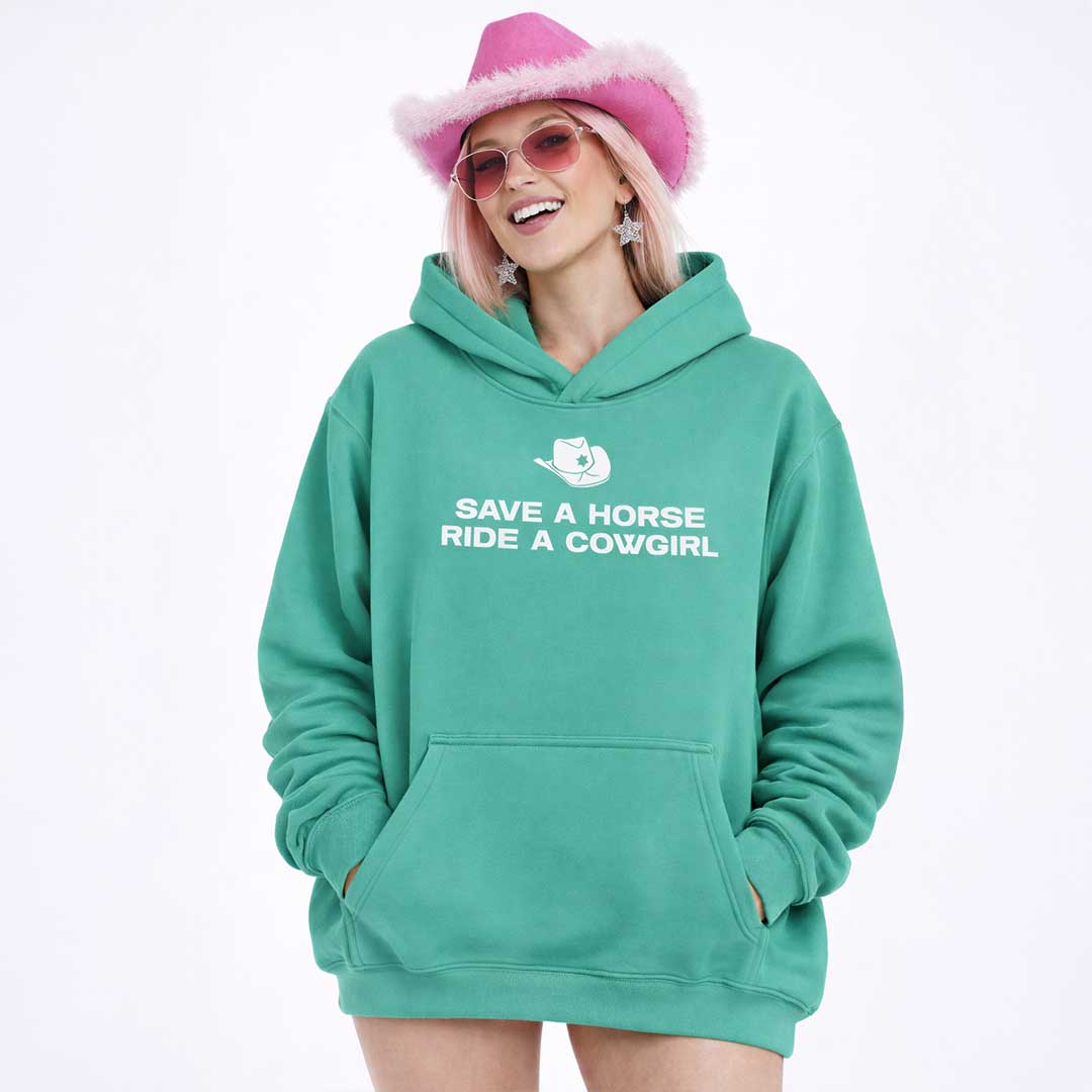 Premium Hood SAVE A HORSE RIDE A COWGIRL Heavy Fleece Hoodie ~ GAYSBIE PREMIUM MATERIALS