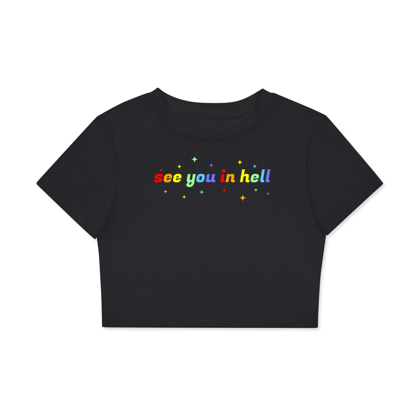 Crop Tee MIDNIGHT / XS see you in hell Rainbow Crop Tee ~ GAYSBIE PREMIUM MATERIALS