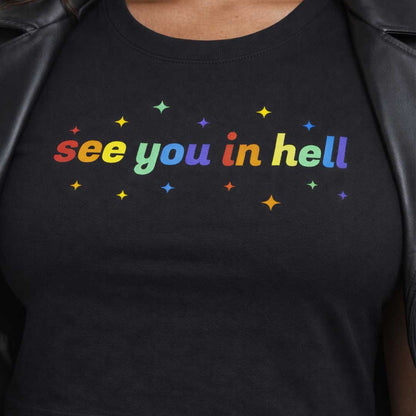 Crop Tee see you in hell Rainbow Crop Tee ~ GAYSBIE PREMIUM MATERIALS