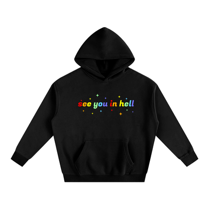 Premium Hood MIDNIGHT / S see you in hell Rainbow Heavy Fleece Hoodie ~ GAYSBIE PREMIUM MATERIALS