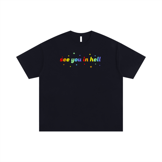 Oversize Tee MIDNIGHT / S see you in hell Rainbow Oversize Signature Tee ~ GAYSBIE PREMIUM MATERIALS
